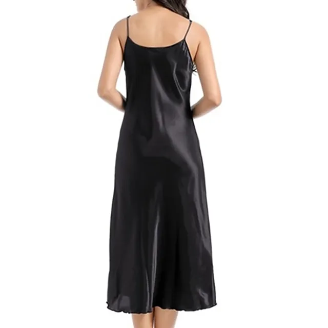 Women’s Slip Lingerie Nightgown Nightshirt Dress Pure Color Simple Casual Comfort Home Daily Bed Satin Breathable Straps Sleeveless Fall Winter Black White 3d517629dab08b53b6ef02681cf07b73