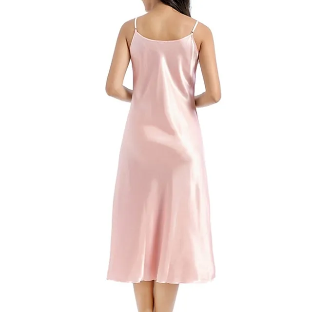 Women’s Slip Lingerie Nightgown Nightshirt Dress Pure Color Simple Casual Comfort Home Daily Bed Satin Breathable Straps Sleeveless Fall Winter Black White 56f62c2efaba467cc91cede68d0e8895