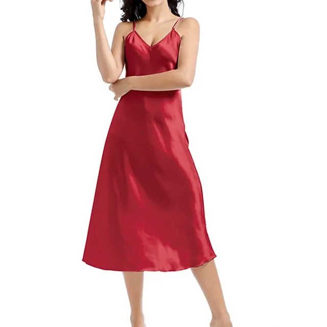 Women’s Slip Lingerie Nightgown Nightshirt Dress Pure Color Simple Casual Comfort Home Daily Bed Satin Breathable Straps Sleeveless Fall Winter Black White 629c095484da28efcb2c8dd6f2aaa27a