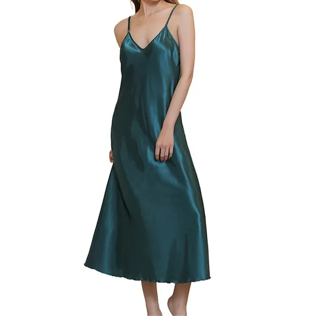 Women’s Slip Lingerie Nightgown Nightshirt Dress Pure Color Simple Casual Comfort Home Daily Bed Satin Breathable Straps Sleeveless Fall Winter Black White aa9b070b09d4f17f12f59c1420d3a6f2