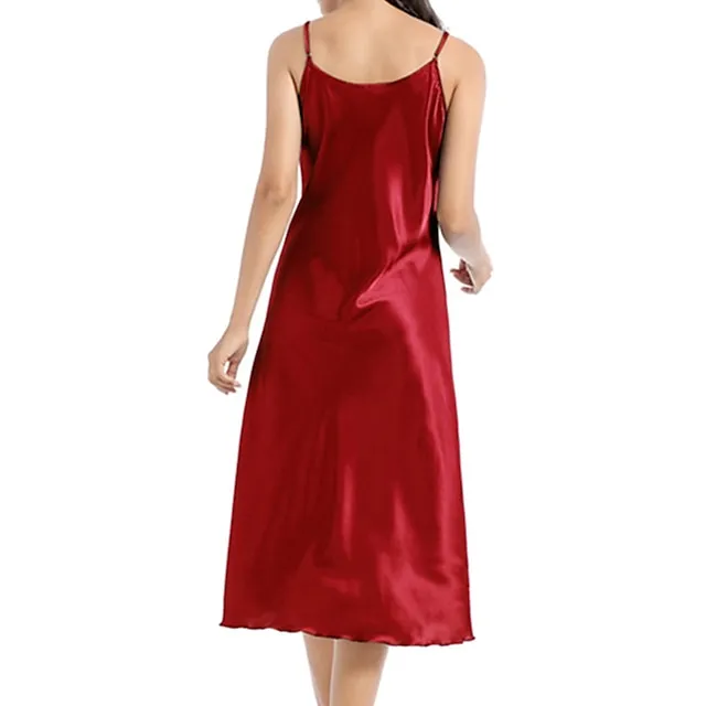 Women’s Slip Lingerie Nightgown Nightshirt Dress Pure Color Simple Casual Comfort Home Daily Bed Satin Breathable Straps Sleeveless Fall Winter Black White b1d37624acccfc8661ce459be78e96bd