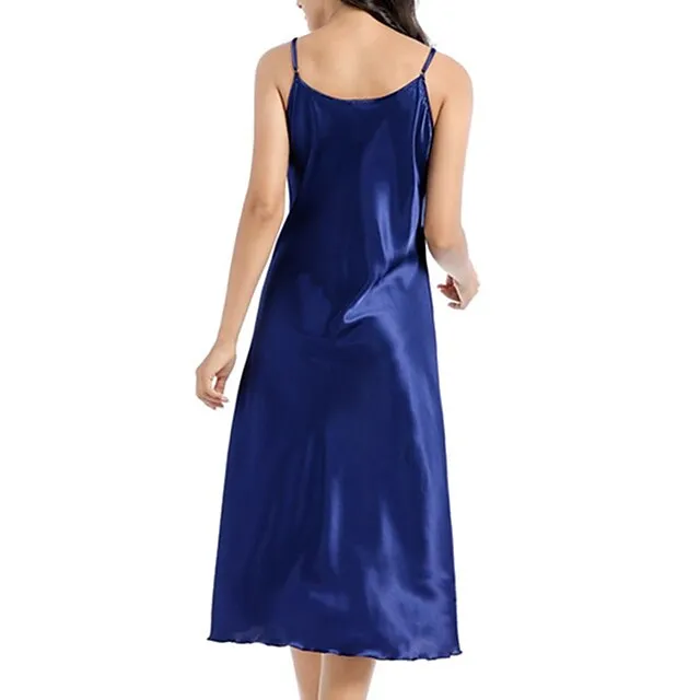 Women’s Slip Lingerie Nightgown Nightshirt Dress Pure Color Simple Casual Comfort Home Daily Bed Satin Breathable Straps Sleeveless Fall Winter Black White cff97d6bc532fa18b5766d4b122d60e5