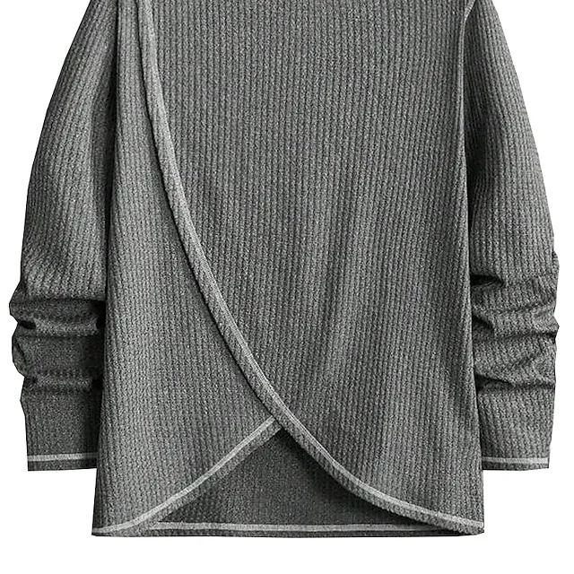 Men’s T shirt Tee Waffle Shirt Tee Top Long Sleeve Shirt Color Block Standing Collar Street Vacation Long Sleeve Clothing Apparel Fashion Designer Basic 5a807ec64bc47ef1599e3542c52f5359
