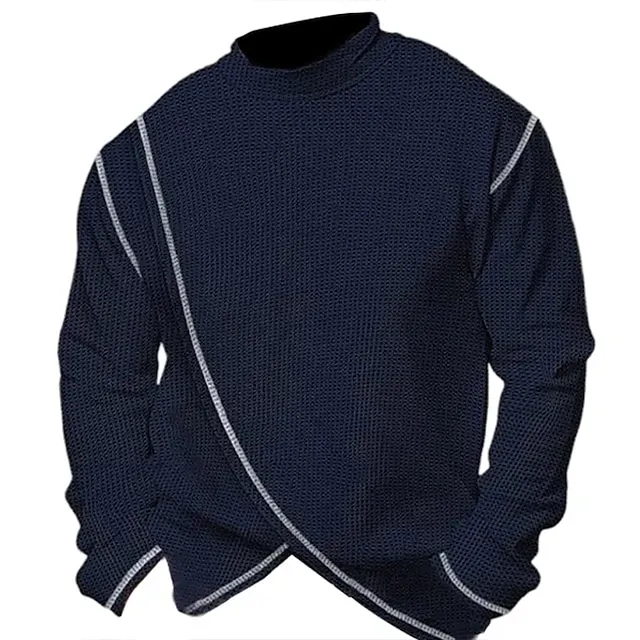 Men’s T shirt Tee Waffle Shirt Tee Top Long Sleeve Shirt Color Block Standing Collar Street Vacation Long Sleeve Clothing Apparel Fashion Designer Basic aa22833395320f39182dad7690c135d3