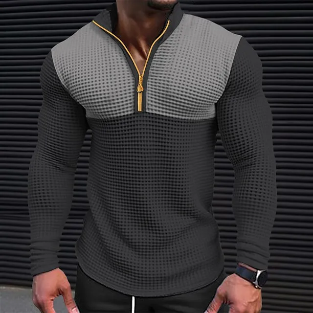 Men’s T shirt Tee Waffle Shirt Tee Top Long Sleeve Shirt Color Block V Neck Street Vacation Long Sleeve Patchwork Clothing Apparel Fashion Designer Basic bdf5398b85e1ff937387e23219e14bea