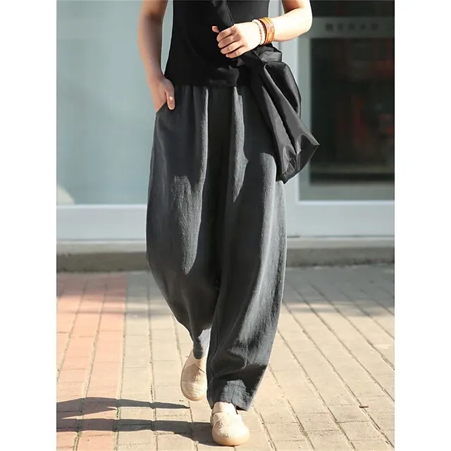 Women’s Chinos Pants Trousers Plain Full Length Micro-elastic High Waist Active Streetwear Outdoor Street Black Dark Navy M L Fall Winter 368de2f9ce6b945b9e333f3ca05b20f2