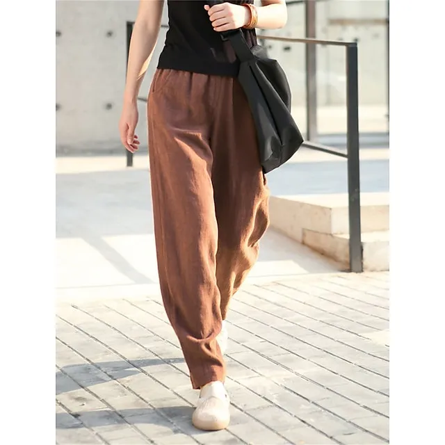 Women’s Chinos Pants Trousers Plain Full Length Micro-elastic High Waist Active Streetwear Outdoor Street Black Dark Navy M L Fall Winter 840316fa3fcc34f83235d31839efa5e9