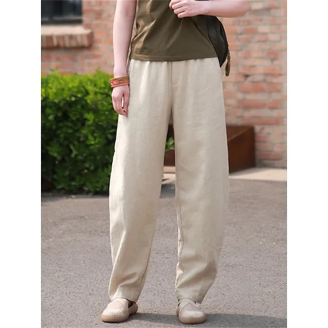 Women’s Chinos Pants Trousers Plain Full Length Micro-elastic High Waist Active Streetwear Outdoor Street Black Dark Navy M L Fall Winter a28934dd29b569fbc18525b86ed6b47a