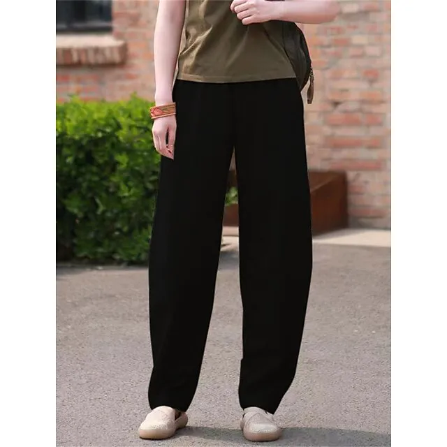 Women’s Chinos Pants Trousers Plain Full Length Micro-elastic High Waist Active Streetwear Outdoor Street Black Dark Navy M L Fall Winter fbd228e3616f83c5f36ce79fccb4b613