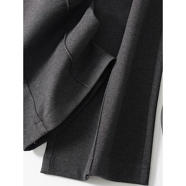 Women’s Wide Leg Pants Trousers Plain Full Length Micro-elastic High Waist Fashion Streetwear Street Daily Dark-Gray rice white S M Fall Winter 0520f8ea9e826e2950e4612fd9474630
