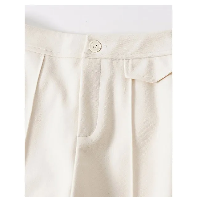 Women’s Wide Leg Pants Trousers Plain Full Length Micro-elastic High Waist Fashion Streetwear Street Daily Dark-Gray rice white S M Fall Winter 252987731a75001ec2ef38ca81353ba0