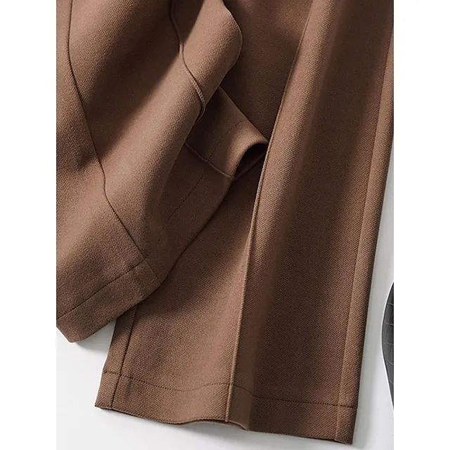 Women’s Wide Leg Pants Trousers Plain Full Length Micro-elastic High Waist Fashion Streetwear Street Daily Dark-Gray rice white S M Fall Winter 6843ade17bb4f4aed65b4aba98e433f1
