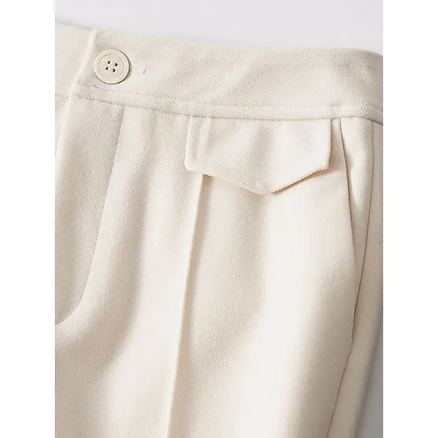 Women’s Wide Leg Pants Trousers Plain Full Length Micro-elastic High Waist Fashion Streetwear Street Daily Dark-Gray rice white S M Fall Winter 87ec59ff361faae382a4f1298b1970b8
