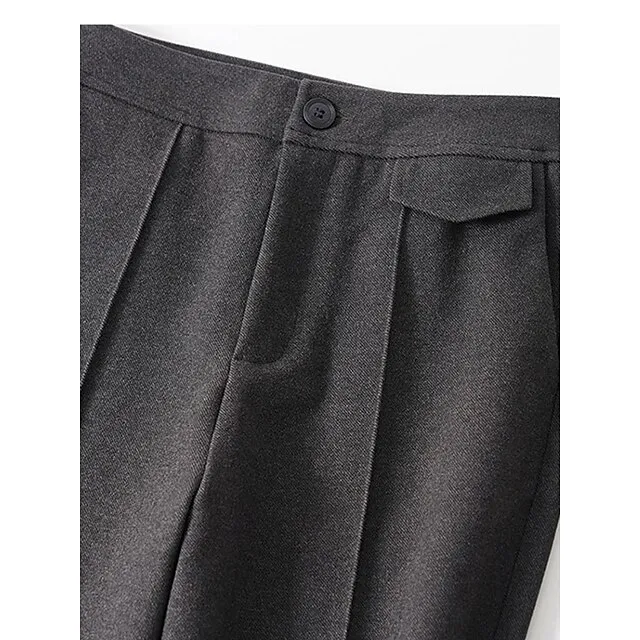Women’s Wide Leg Pants Trousers Plain Full Length Micro-elastic High Waist Fashion Streetwear Street Daily Dark-Gray rice white S M Fall Winter 9c45443bc2b461d421a5fba26d156913