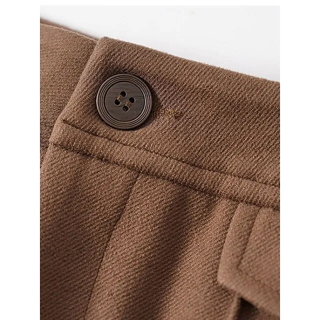Women’s Wide Leg Pants Trousers Plain Full Length Micro-elastic High Waist Fashion Streetwear Street Daily Dark-Gray rice white S M Fall Winter c71b93cadd42e3b5bef80dab7aa02aeb