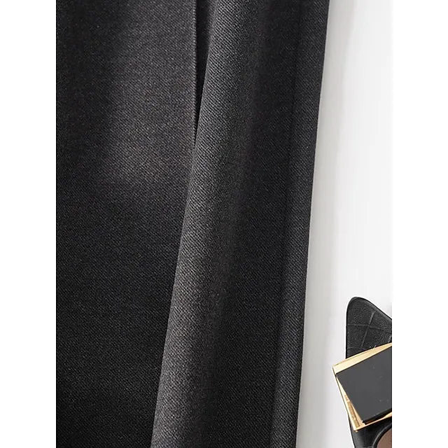 Women’s Wide Leg Pants Trousers Plain Full Length Micro-elastic High Waist Fashion Streetwear Street Daily Dark-Gray rice white S M Fall Winter cfd3ee2d2c642b32bb2fece90066a4e6