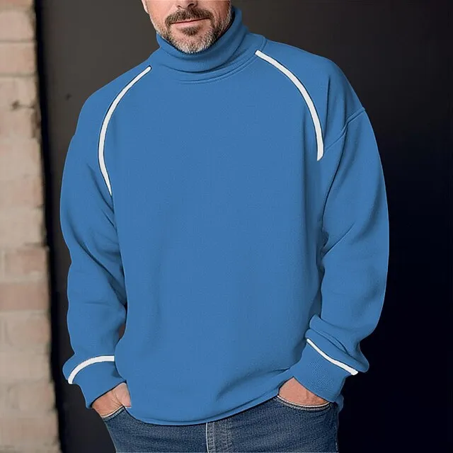 Men’s T shirt Tee Waffle Shirt Tee Top Long Sleeve Shirt Color Block Turtleneck Street Vacation Long Sleeve Patchwork Clothing Apparel Fashion Designer Basic 8ff6949930c7230444497431da149e86