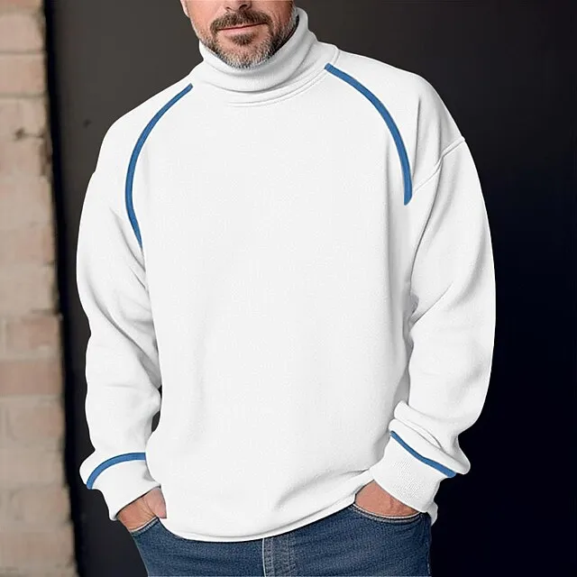 Men's T shirt Tee Waffle Shirt Tee Top Long Sleeve Shirt Color Block Turtleneck Street Vacation Long Sleeve Patchwork Clothing Apparel Fashion Designer Basic a1ce33211d8ac9d1639176f2252ee792