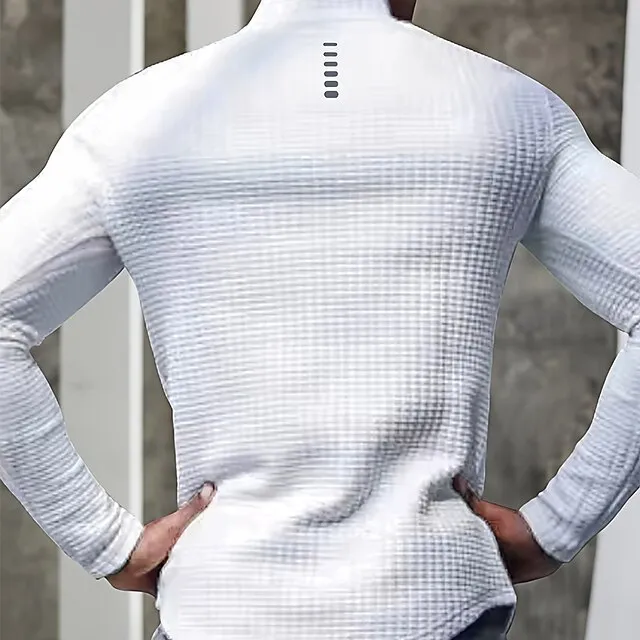 Men’s T shirt Tee Waffle Knit Tee Tee Top Long Sleeve Shirt Plain Quarter Zip Street Vacation Long Sleeve Clothing Apparel Fashion Designer Basic 71e8f534644139132b998dad964c8366